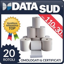 20 ROTOLI TERMICI mm. 110x30 mt CARTA  ALTA QUALITA' - REGISTRATORI DI CASSA