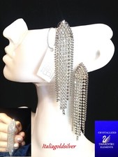 Orecchini Donna Pendenti SWAROVSKI ORIGINALI Argento Cristalli Gioielli sposa