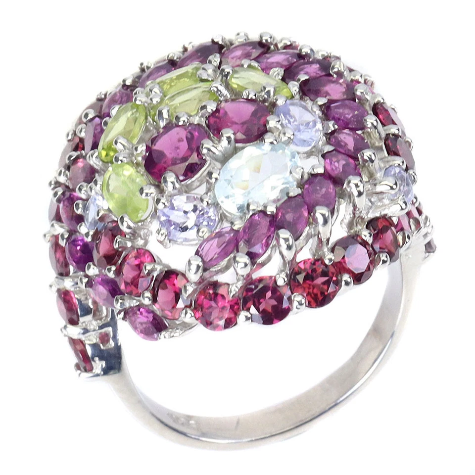 925 Sterling Silver Ring Oval Peridot Tanzanite Natural Gemstone jewelry Sz 9.5 - Image 2 of 4