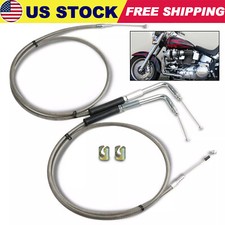 42" Stainless Steel Throttle and Idle Cable Set For Harley Davidson 56579-02A