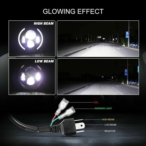 DRL 7" Pulgadas LED Faro Ámbar Señales de Giro Luces con Soporte Anillo - Imagen 8 de 12
