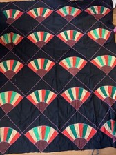 Vintage Handmade Grandmother's Fan Pattern Quilt Top c1940 Size 62x82