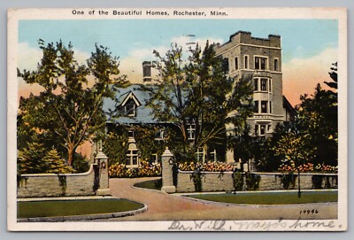 Postcard Home of Dr William Mayo Foundation House Rochester MN Posted 1926