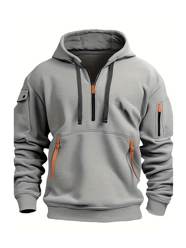 Men Sweatshirt Half Zipper Hoodie Coat Loose Soft Work Pullover Jacket Jumper v - Picture 12 of 18
