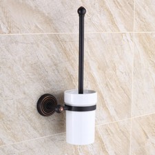 Toilet Brush Holder Set Oil Rubbed Bronze WC Brush Holder withe Ceramic Cup