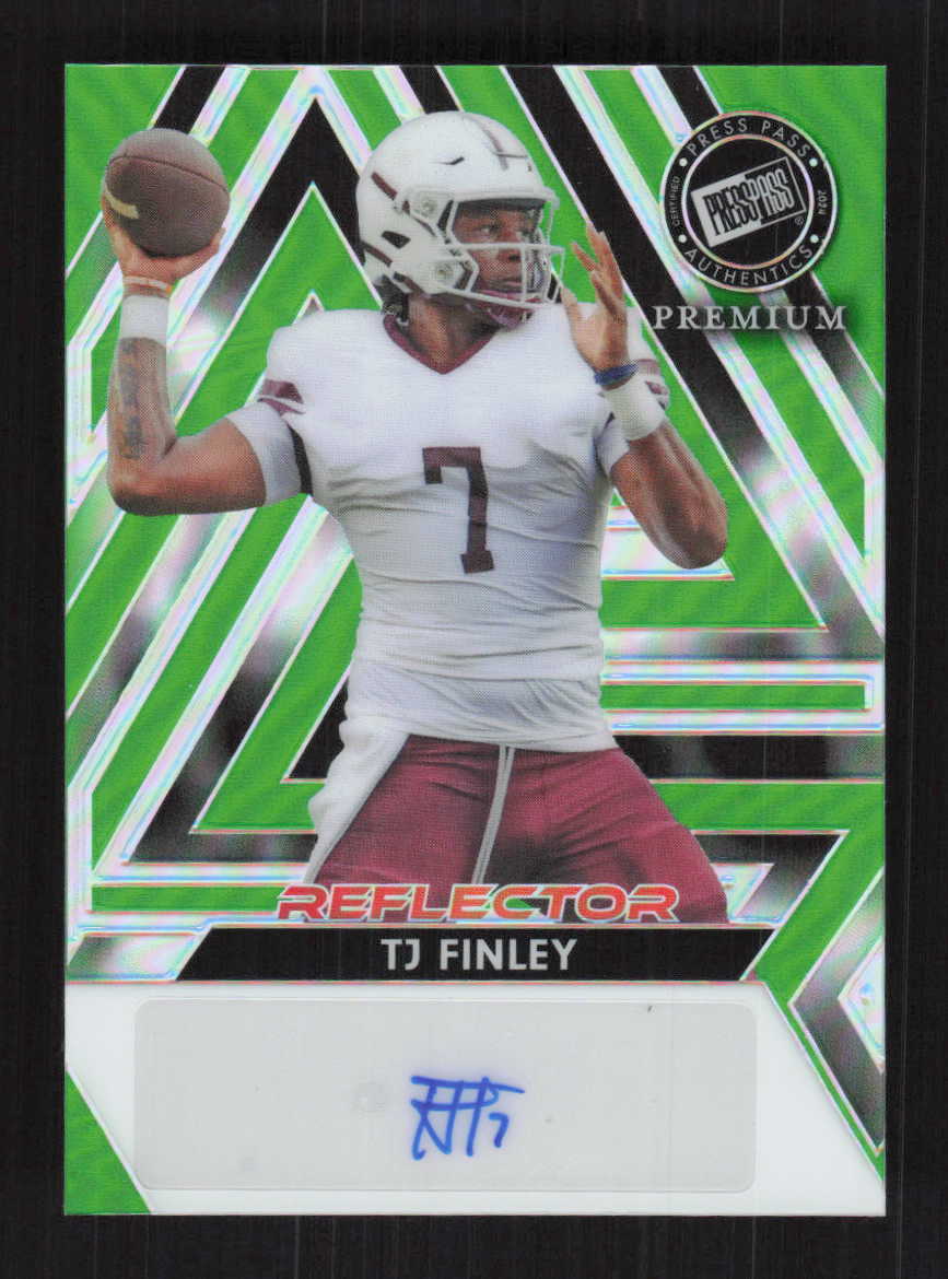 T.J. Finley 2024 Press Pass Premium Prismatic Green Reflector #/3 Auto #BA-TJF