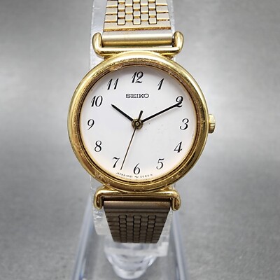 Seiko Watch Women 22mm White Dial Gold Tone Round 4n21-0052 New