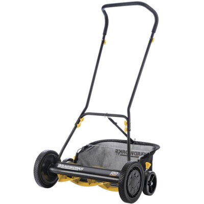 20'' 5 Blade Reel Push Lawn Mower w/ Bagger Trailing Wheel Weed Grass Cutter