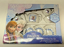 DISNEY FROZEN 10 PIECE TEA SET CUPS SAUCERS POT BOXED MINIATURE RETIRED