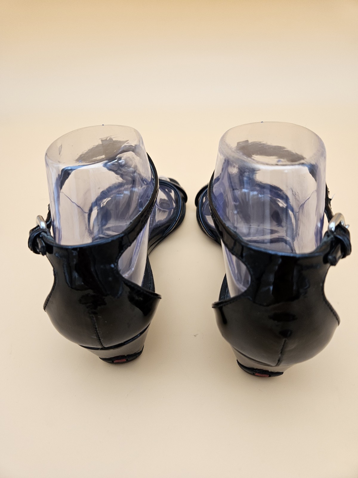 Prada Patent Leather Wedge Sandals Chain Detail M… - image 5