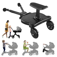 Universal Stroller Board with Detachable Seat, 2-in-1 Buggy Board Sit and Sta...