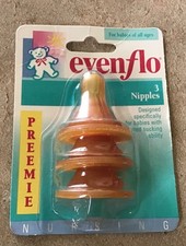 Vintage Evenflo 3 preemie Nipples Pack baby infant bottle 1995-Rare