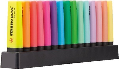 Stabilo Highlighter Boss Original Deskset Of 15 Assorted Colours