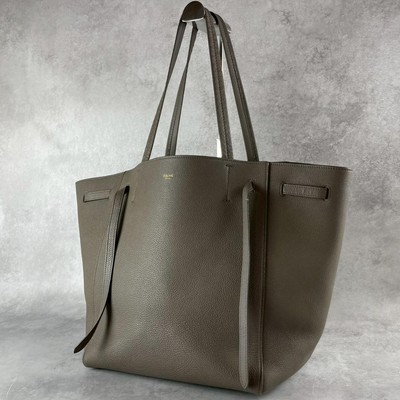Celine Cabas Phantom Small Tote Bag Leather Greige Current Logo Auth