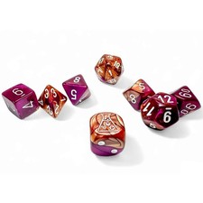 Copper Purple Gemini Dice with White Numbers 7+1 Lab Dice Set 16mm (5/8in) Chess