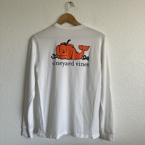 Vineyard Vines Youth Large Halloween Fall Pumpkin Whale Graphic Long Sleeve Tee - Picture 3 of 9