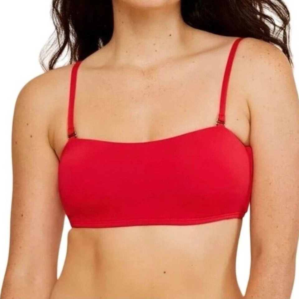 Neu mit Etikett Andie The Rio Bikini-Schwimmenoberteil rot Damengröße L Large