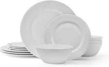 Mikasa Levi Bone China Lightweight Chip Resistant 12 Piece Dinnerware Set, Servi