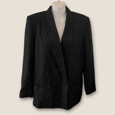 Vintage 80s David Benjamin Striped Blazer Charcoal Combo 11