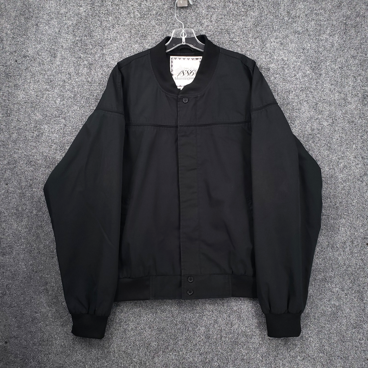 VINTAGE Munsingwear 1886 Harrington Jacket Men XL Black Full Zip