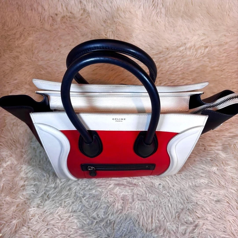 【excellent】Céline Luggage Mini Shopper Multicolor Leather Handbag - Image 3 of 4