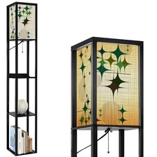 Midcentury Modern Starbursts and Globes Floor Lamp with Shelves (Made in USA)