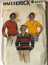 Men's Size 34-36 New Uncut Tops Sewing Pattern, Butterick 3431