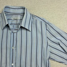 DOLCE & GABBANA MEN'S DRESS SHIRT Button-down LIGHT BLUE Tan Stripes  16½ formal