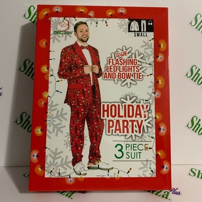 Ugly Christmas Suit DEC 25TH 3 Piece Light Up Bow Tie Nutcracker Red S