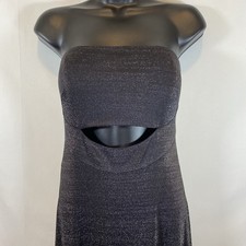 Calvin Klein Shimmering Metallic Black Strapless Maxi Dress