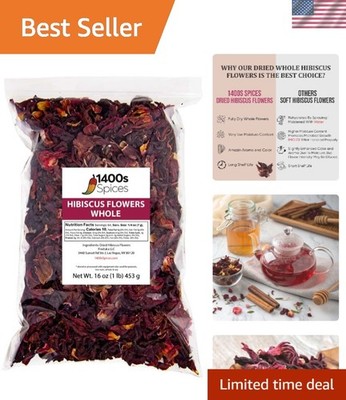1lb Dried Whole Hibiscus Flowers and Petals, Flor de Jamaica, Sorrel Flower, ...