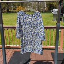 Old Navy Floral Print Tunic Dress Sz Large Cottagecore Boho Chic Farmhouse Count