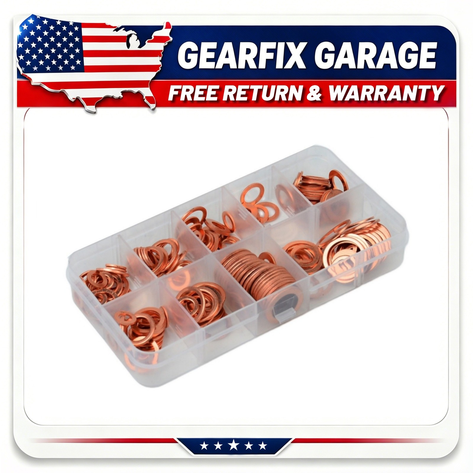 200* Copper Crush Washer Gasket Set Flat Ring Seal Assortment Kit For M5-M14 Kit