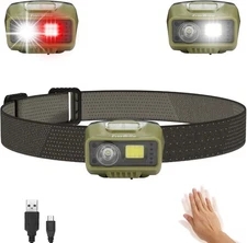 EverBrite Rechargeable Headlamp, LED Bright Motion Sensor Head 9 Modes, Green 