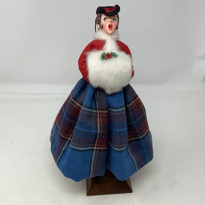 Handmade SIMPICH Character Doll Woman With Muff Brunette Hair Blue Plaid Skirt