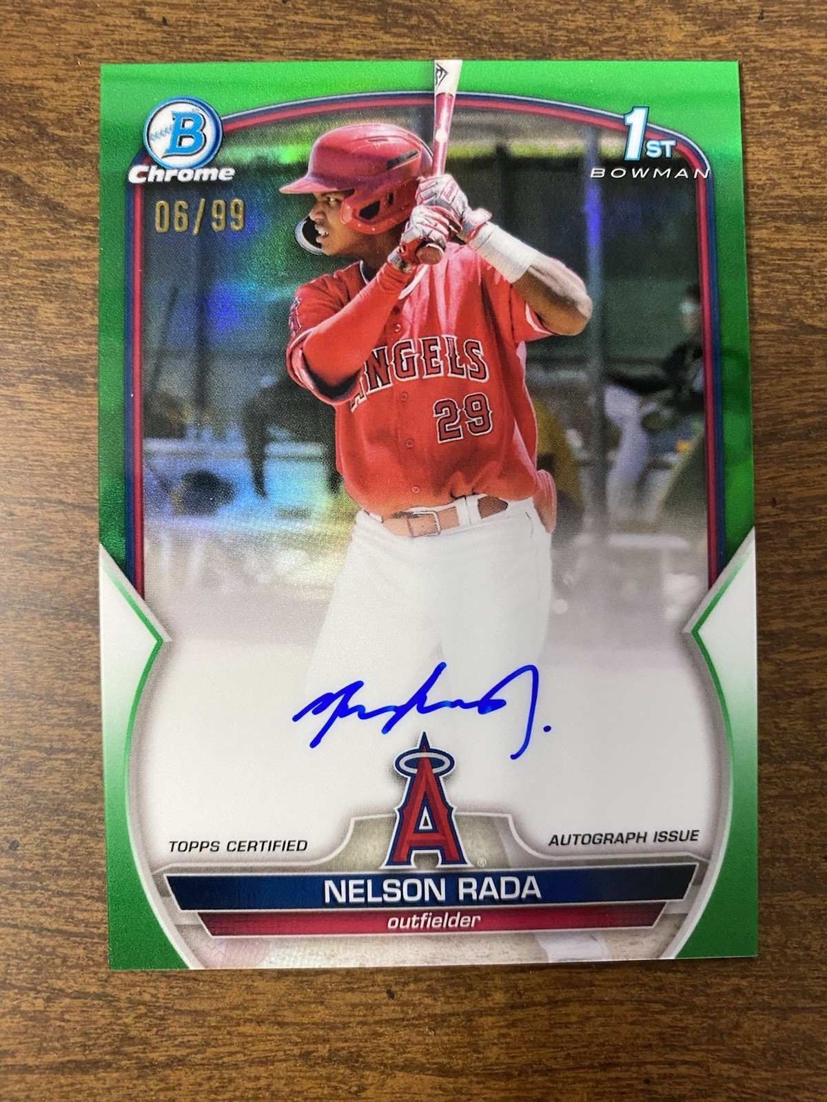 2023 Bowman Chrome Nelson Rada Auto Green Refractor/99 CPA-NR RC