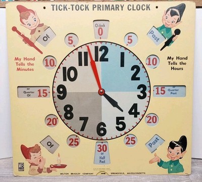 1955 Milton Bradley Tick-Tock Primary Clock Teacher s Classroom Aid 20 x21 