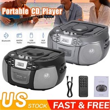 Portable Bluetooth Boombox CD Player with AM/FM Radio and USB Playback