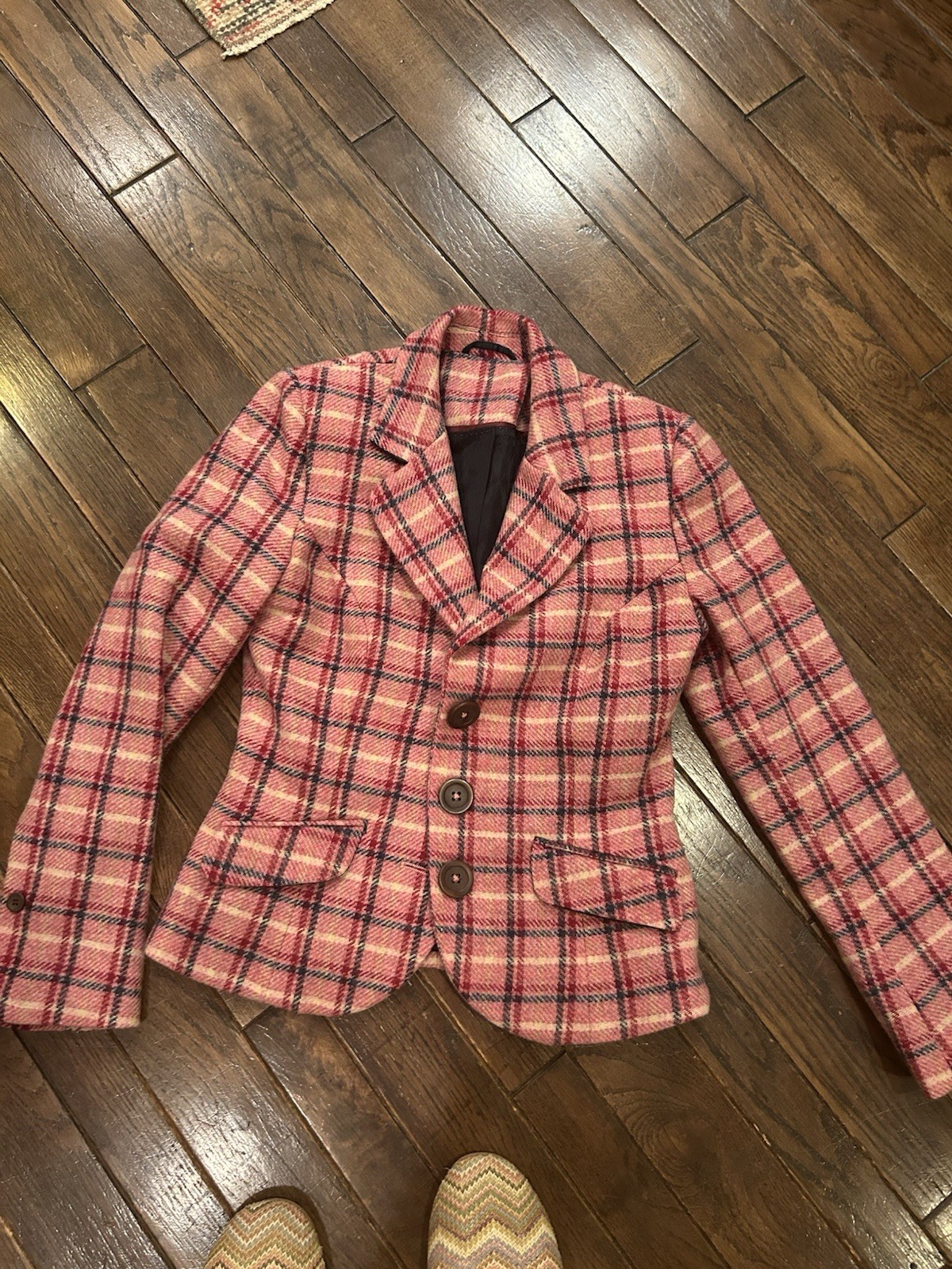 Blazer de lana a cuadros rosa Boden talla 8
