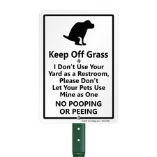 "Keep Off Grass" Funny Dog Poop Sign for Lawn  21  Tall Stake  Sign Kit