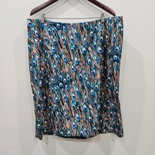 Talbots Womens Peacock Pencil Skirt 18W Blue Black Stretch Artsy Unique Mob Wife