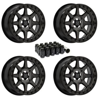 Valor Offroad Satin Black V07 UTV Beadlock Wheel-15x7/+25mm (5+2)/4x137 - 4 Pack