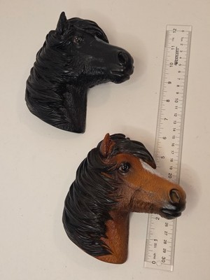 FRASER ART Horse Head 5 1/2'' Wall Plaques - Set Of 2 - Vintage Black Brown