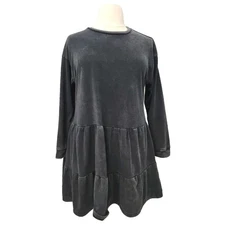 Wild Fable Gray Tiered Drop Shoulder Short Dress Xl Sweatshirt Boho