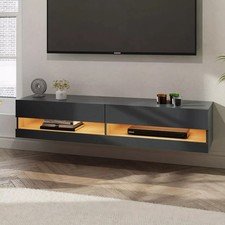 Large TV Media Entertainment Unit LED Anthracite Leon 180cm Wall Mount Graded