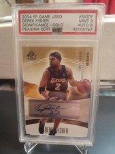 2004 SP Game Used Edition Derek Fisher Significance Gold Autograph #D 1/10 PSA 9