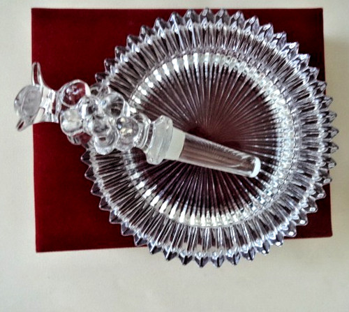 Vintage Cut Crystal Art Deco Mortar and Pestle Set with Case