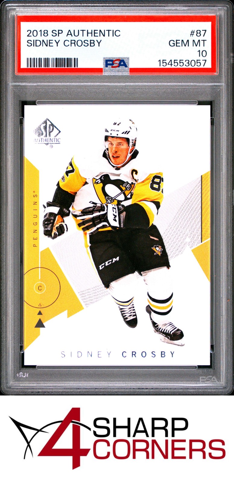 2018 SP AUTHENTIC #87 SIDNEY CROSBY POP 6 PSA 10