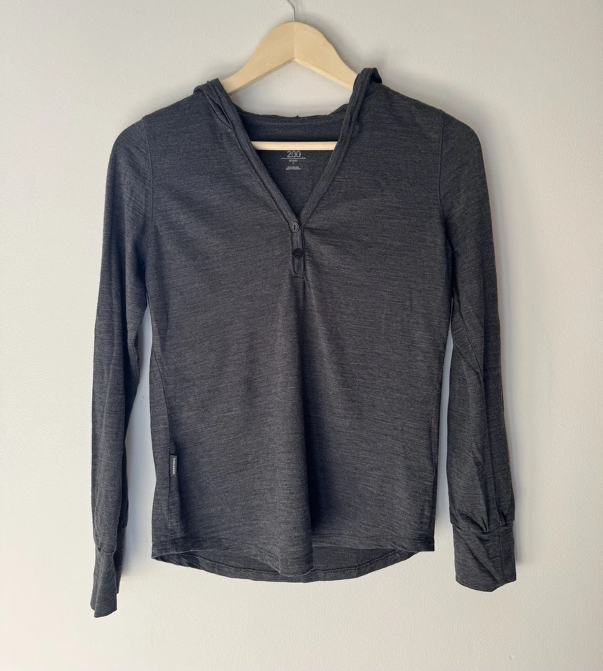 Suéter com Capuz Icebreaker Superfine Lite 200 Lã Merino | Cinza Escuro | Tamanho P - Imagem 2 de 4