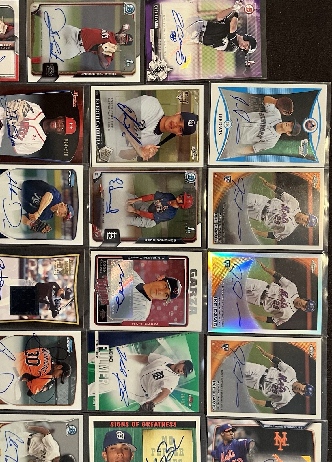 (35) Autographed Baseball Cards Nice Lot Bowman Chrome, Rookies, Numbered RC AU view 5